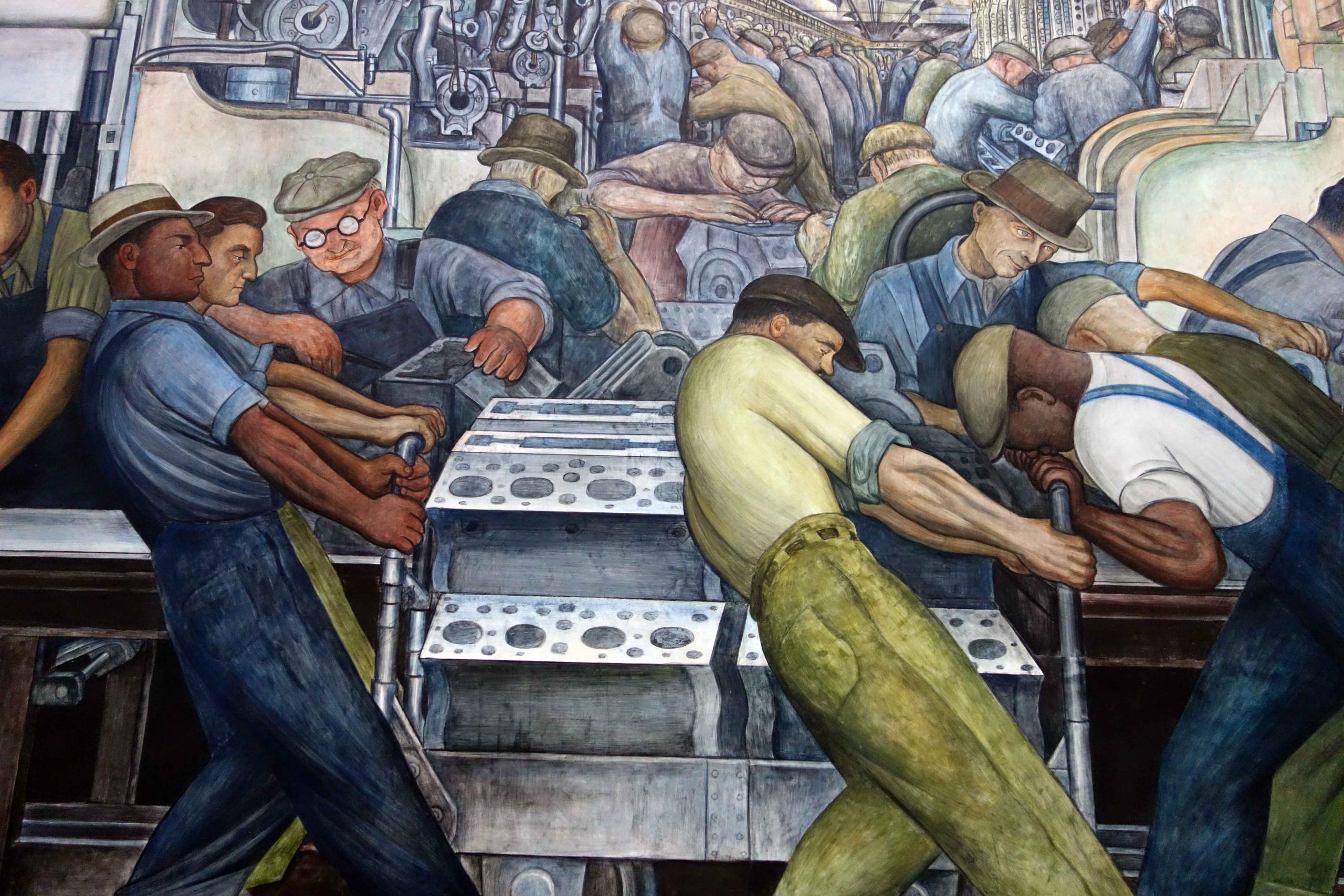 Detail aus dem Detroit Industry Mural von Diego Rivera.