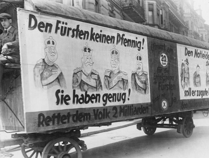 Wahlplakat für das Volksbegehren zur Fürstenenteignung, 1926.
