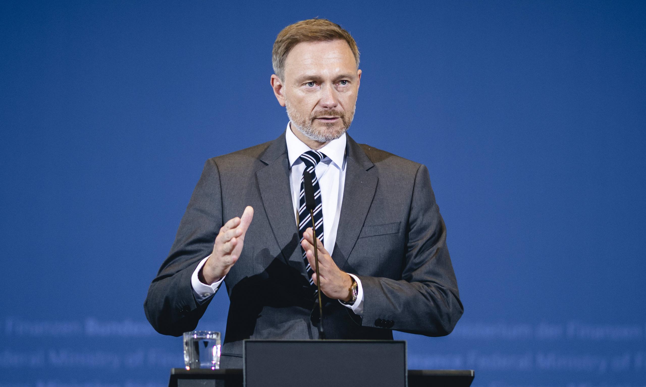 Finanzminister Christian Lindner bei einer Pressekonferenz, Berlin, 27. April 2022.