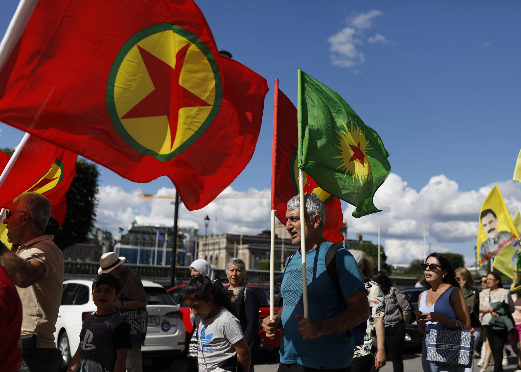 In Stockholm demonstrierten Kurdinnen und Kurden gegen das trilaterale Memorandum zwischen Finnland, Schweden und der Türkei, 9. Juli 2022.