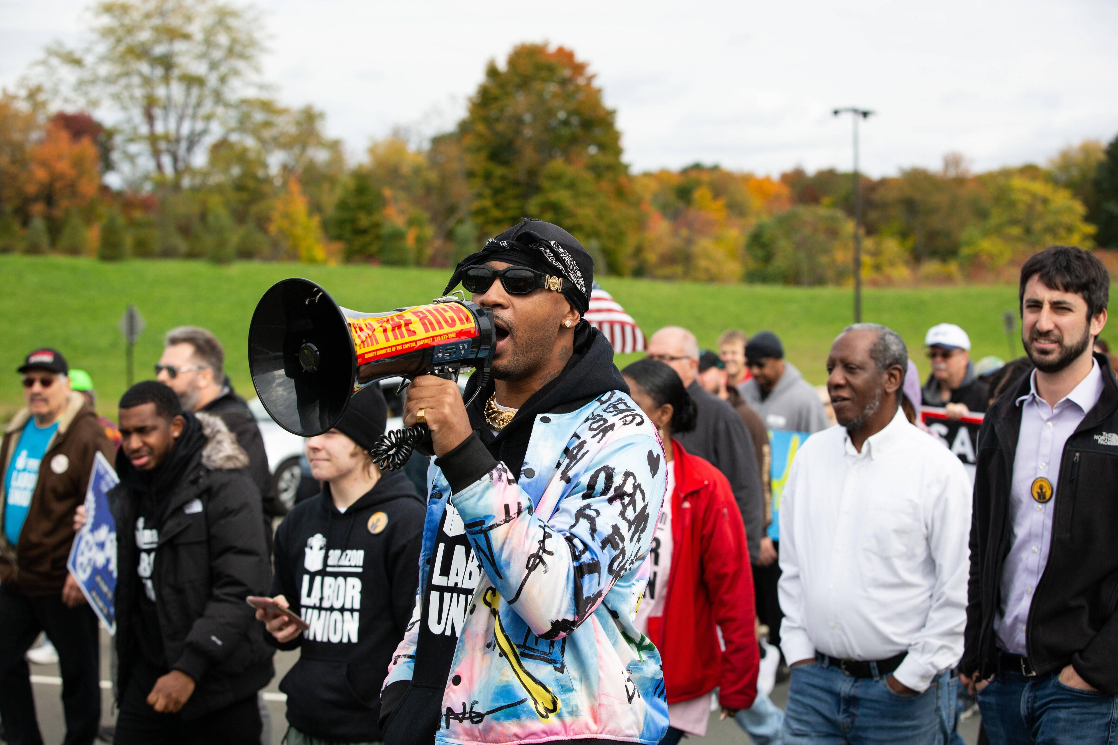 Chris Smalls von der Amazon Labor Union bei einer Rally für eine Gewerkschaftsabstimmung, New York, 10. Oktober 2022.
