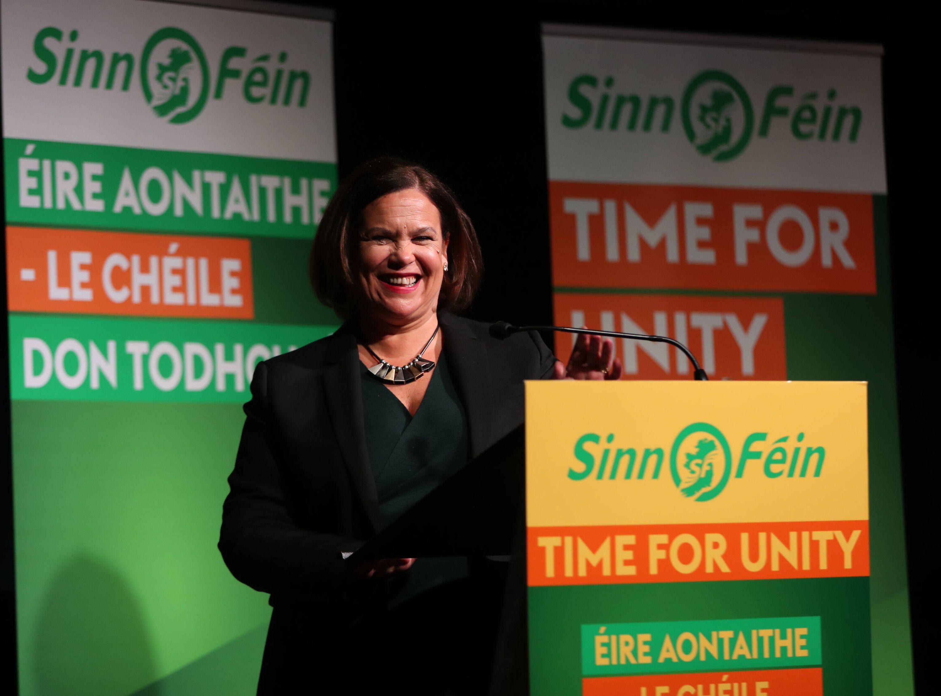 Sinn-Féin-Vorsitzende Mary Lou McDonald bei einer Wahlveranstaltung, Dublin, 21. Januar 2020.
