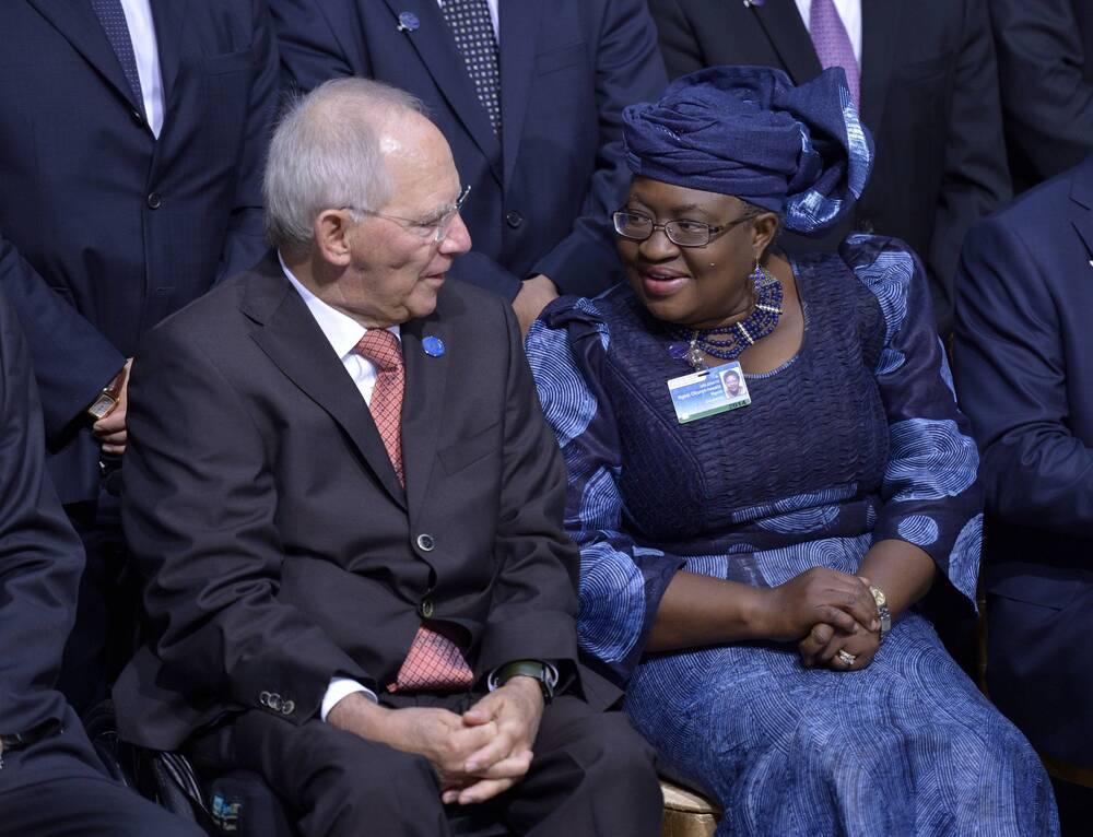 Ngozi Okonjo-Iweala mit Wolfgang Schäuble beim Jahrestreffen der Weltbank und des IWF, 11. Oktober 2014.