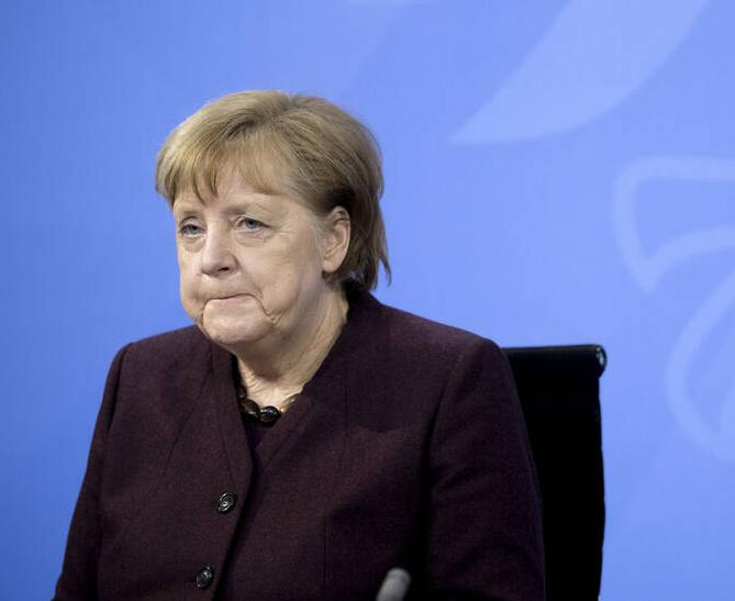 Angela Merkel während einer Pressekonferenz am 10.2.2021.