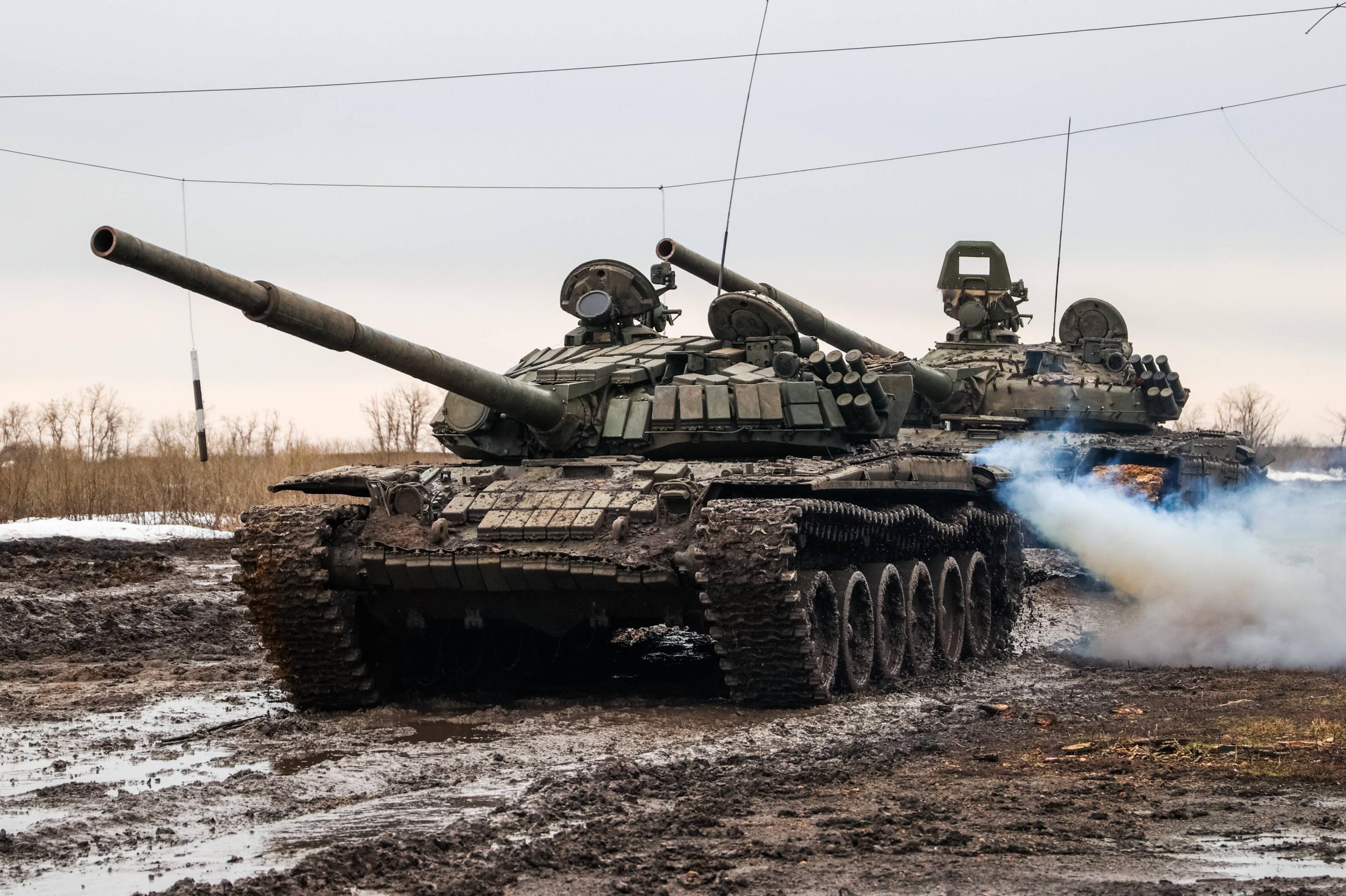 Russische Panzer bei einer Militärübung, 3. Februar 2022.
