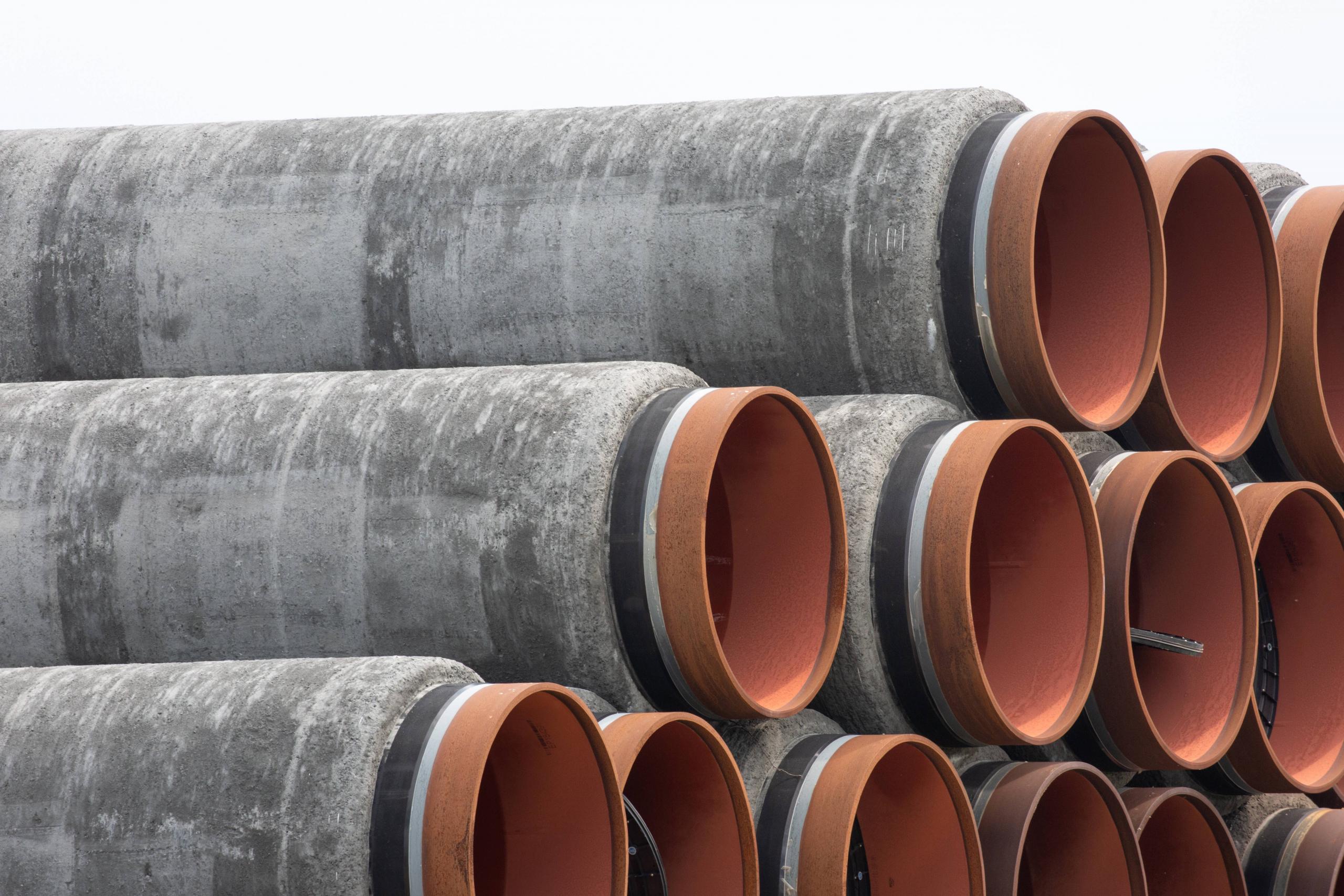 Unverbaute Rohre der Pipeline Nord Stream 2