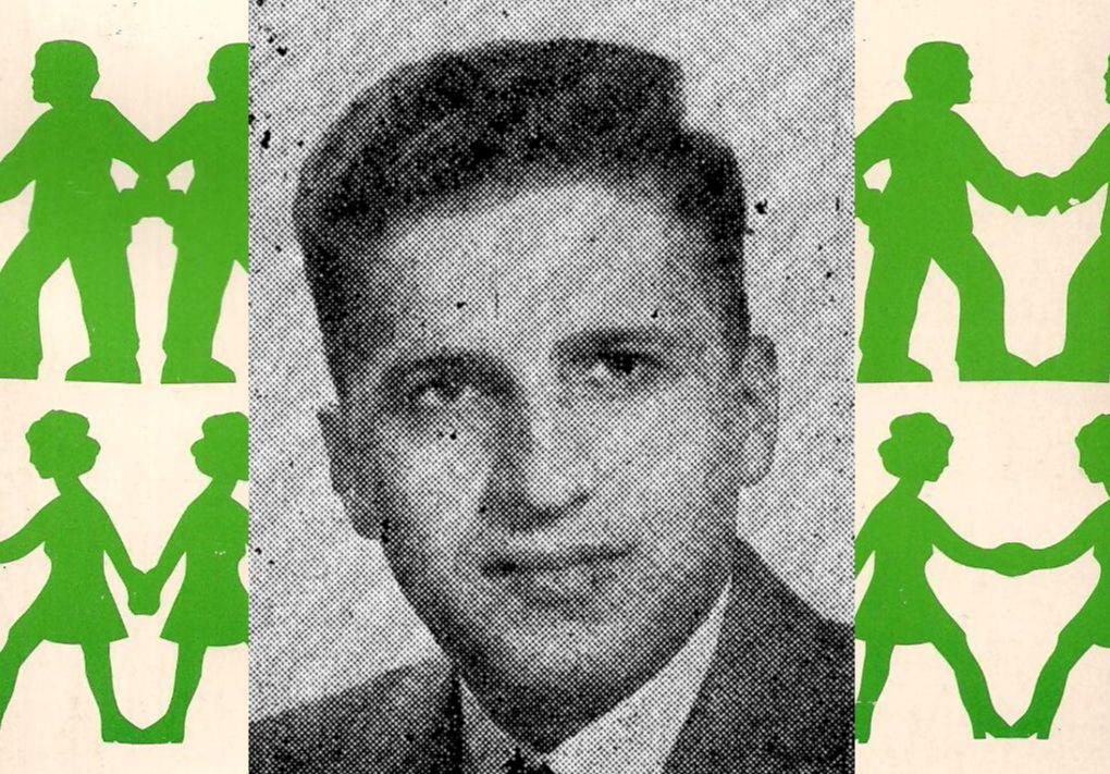 Harry Braverman, Aufnahme von 1949. Im Hintergrund die Cover-Grafik der englischen Erstausgabe von »Labor and Monopoly Capital«.