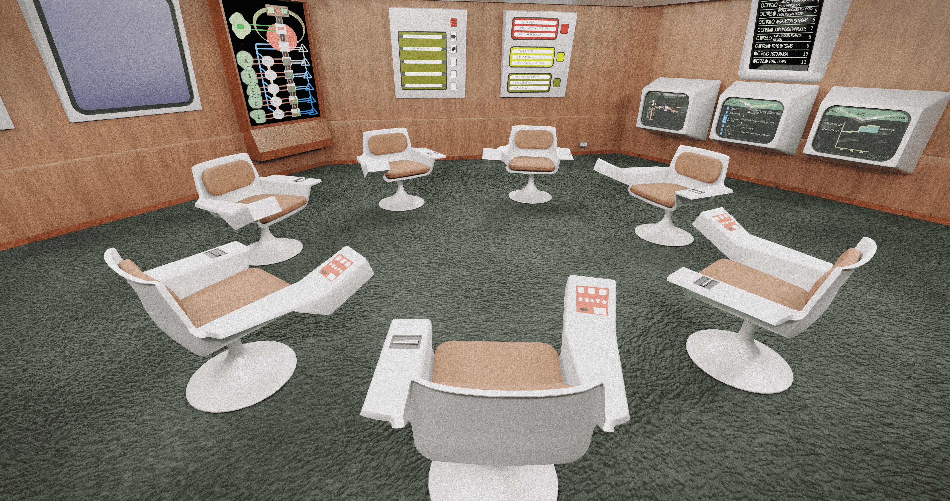 Computersimulation der Zentrale von Cybersyn.