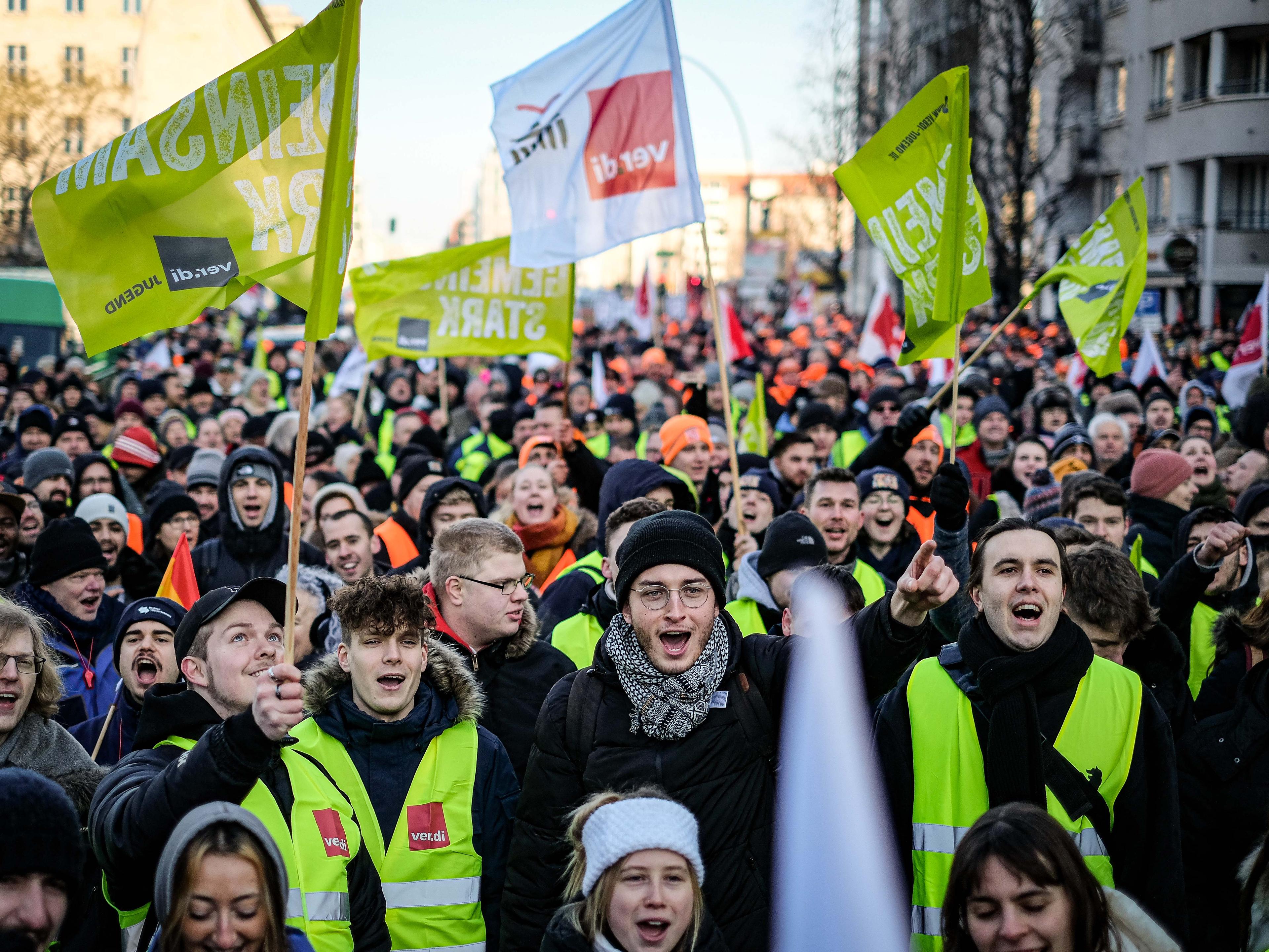 Am 27. März erreichte die Mobilisierung ihren Höhepunkt, als Ver.di und die EVG gleichzeitig zum Streik aufriefen.