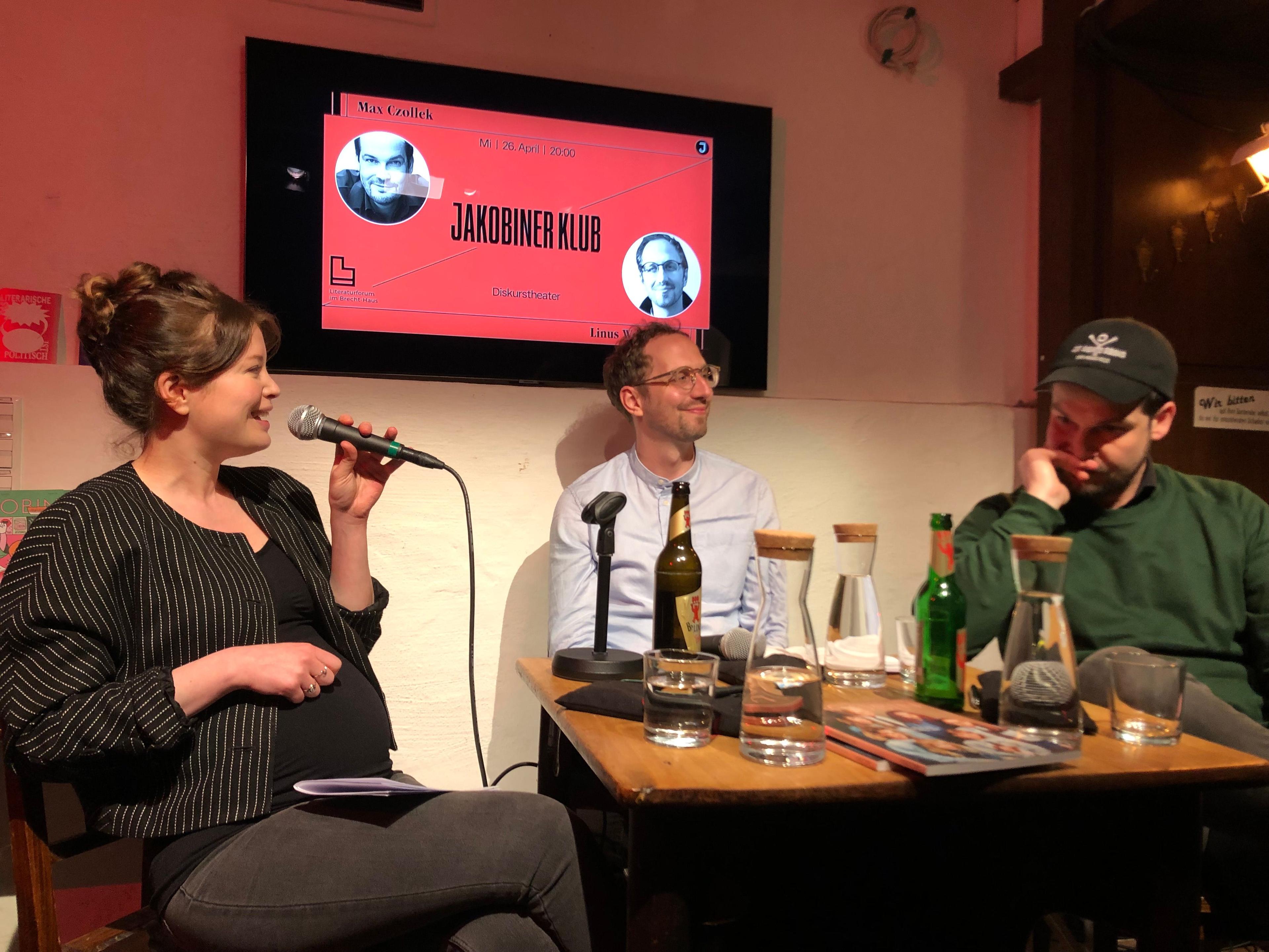 Astrid Zimmermann (Moderation), Linus Westheuser und Max Czollek.