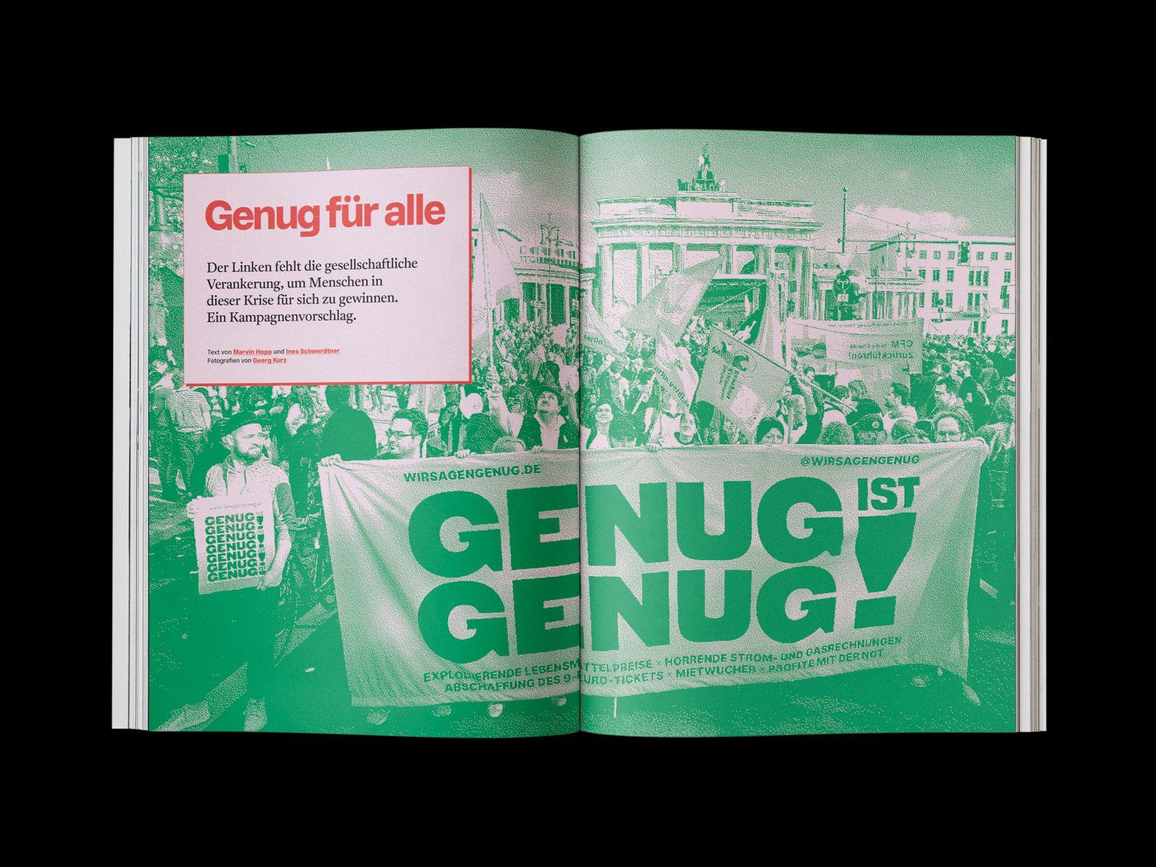 Doppelseite der JACOBIN Ausgabe #11 »Genug ist Genug«