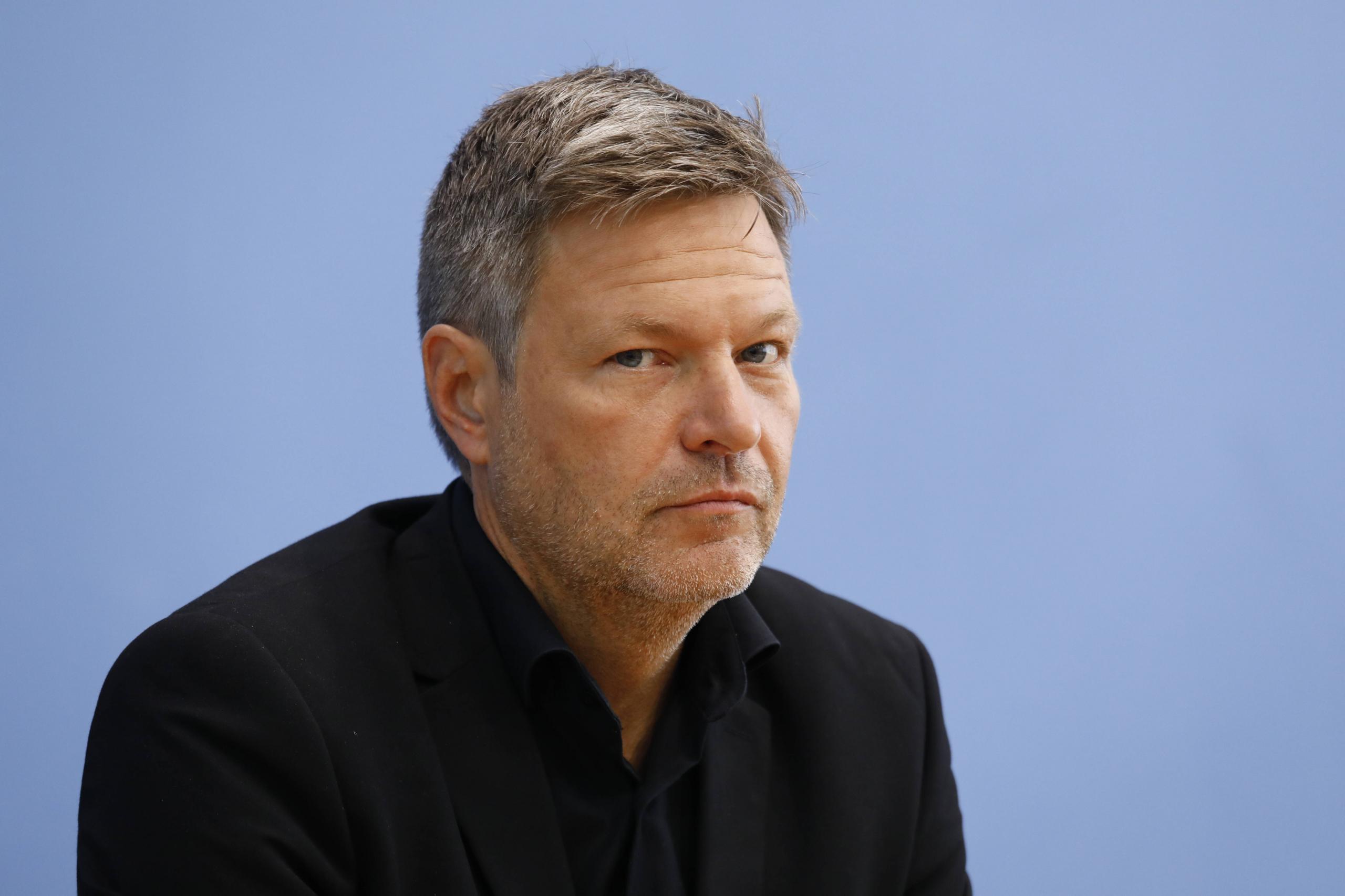 Robert Habeck auf einer Bundespressekonferenz, 27. September 2021.