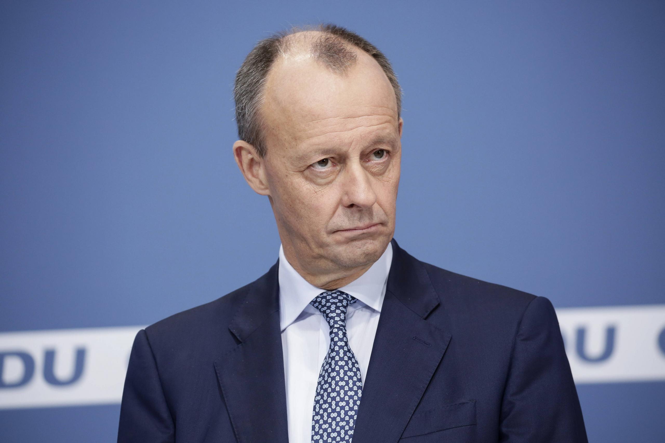 Friedrich Merz nach der Wahl zum Vorsitzenden in der CDU-Parteizentrale, 17. Dezember 2021, Berlin.