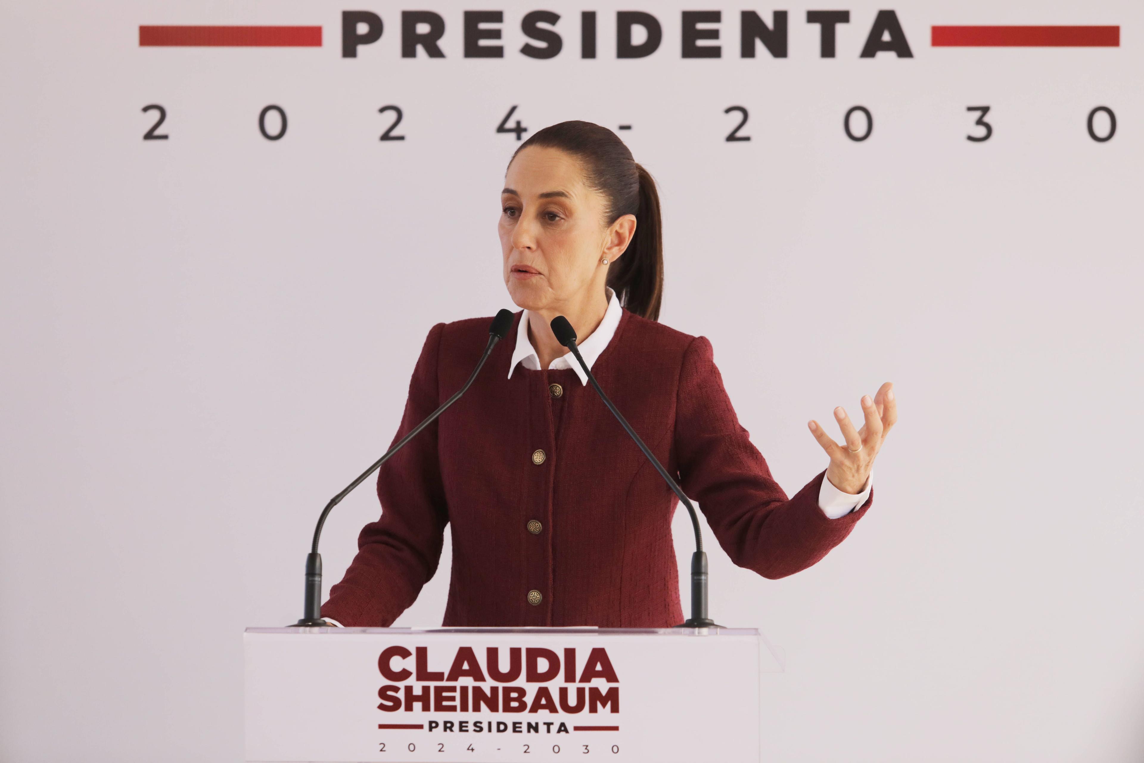 Die gewählte Präsidentin Mexikos, Claudia Sheinbaum Pardo, während einer Pressekonferenz in Mexiko-Stadt, 22. August 2024.