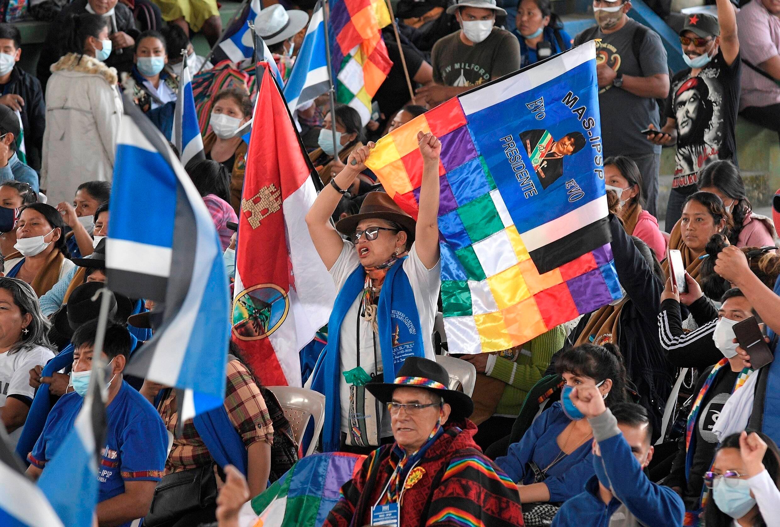 MAS Mitglieder versammeln sich zum Congreso Orgánico in Cochabamba, 4. August 2021.