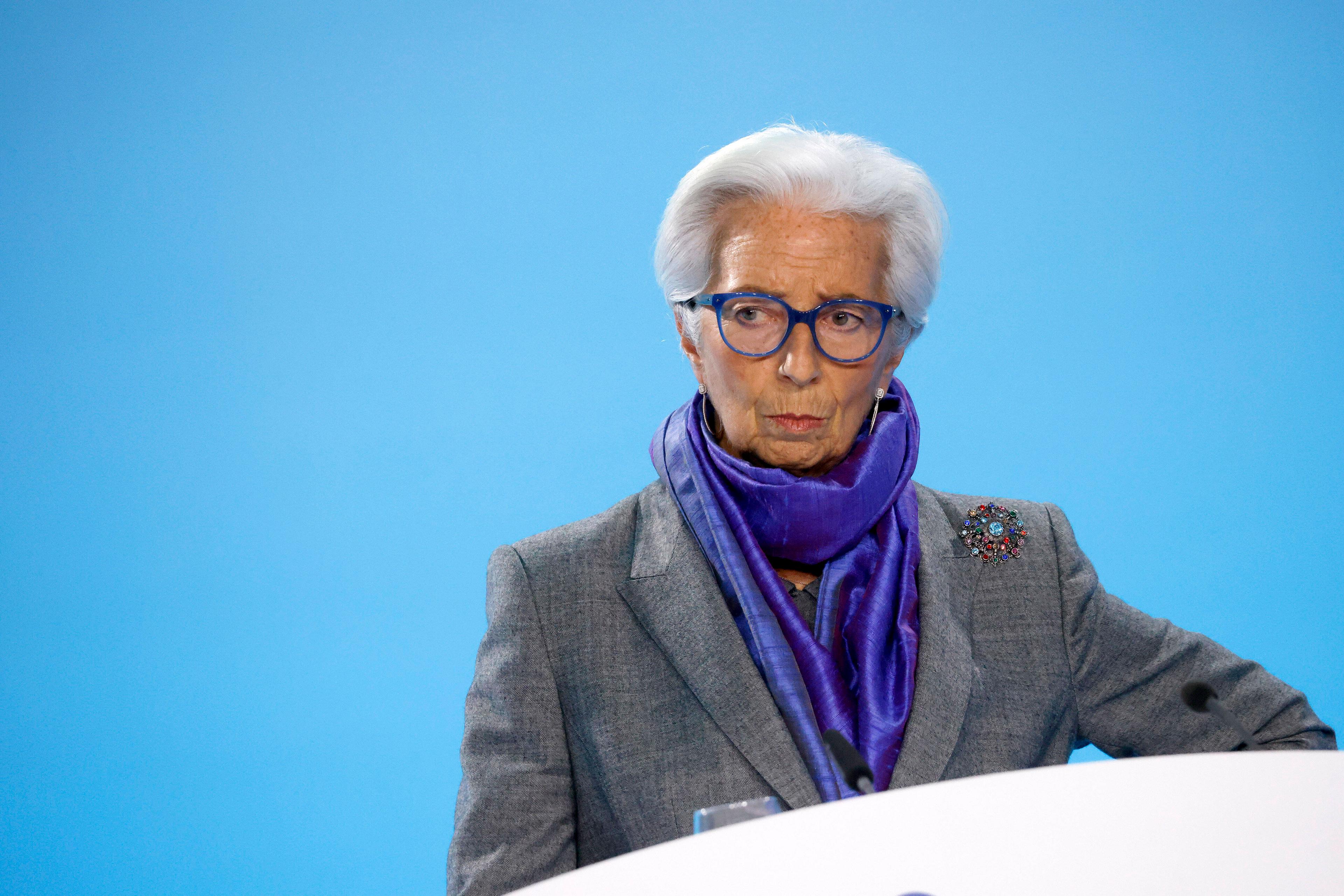 EZB-Chefin Christine Lagarde bei einer Pressekonferenz in Frankfurt, 15. Dezember 2022.