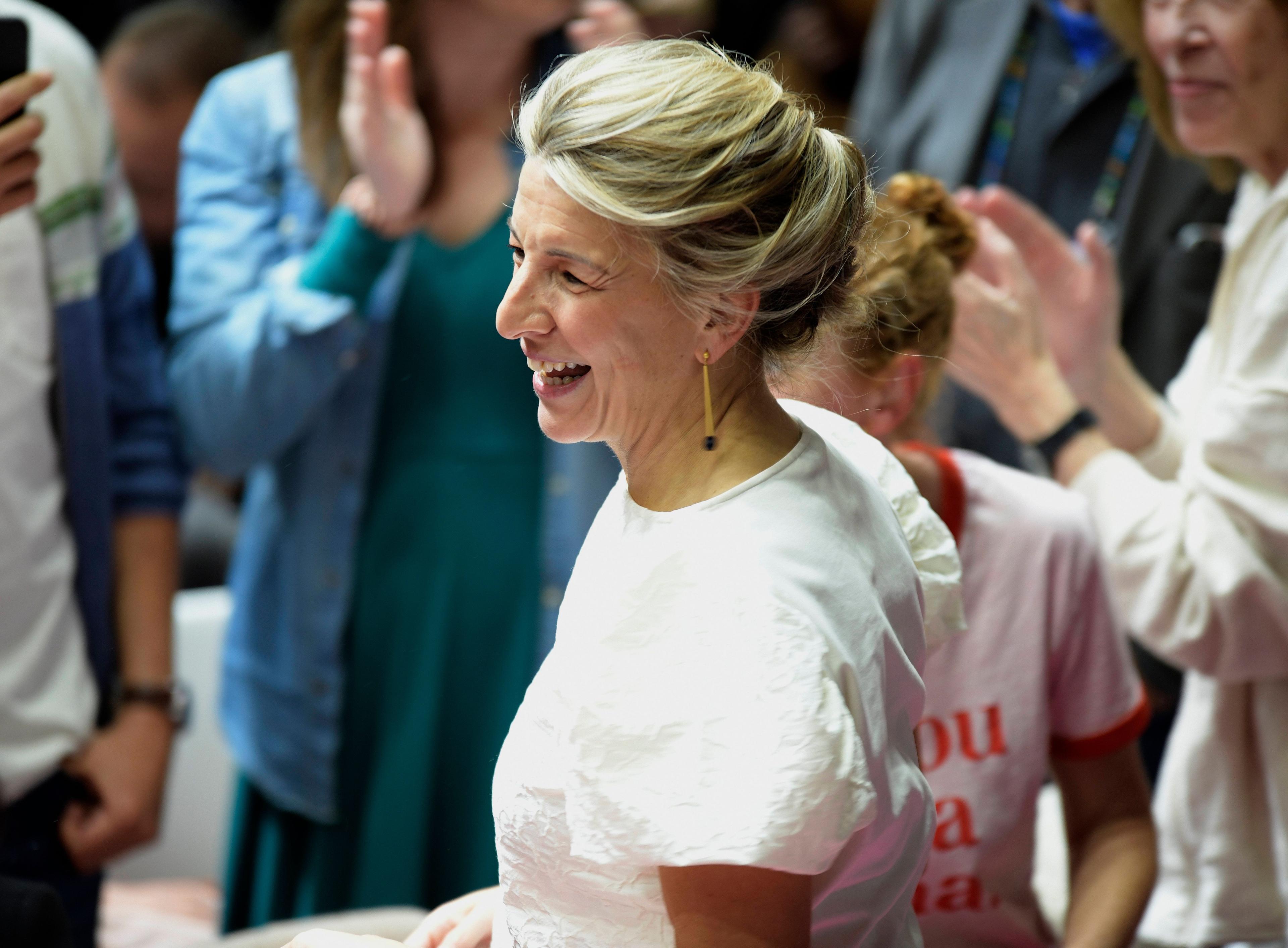 Yolanda Díaz bei der Bekanntgabe ihrer Kandidatur in Madrid, 02. April 2023.