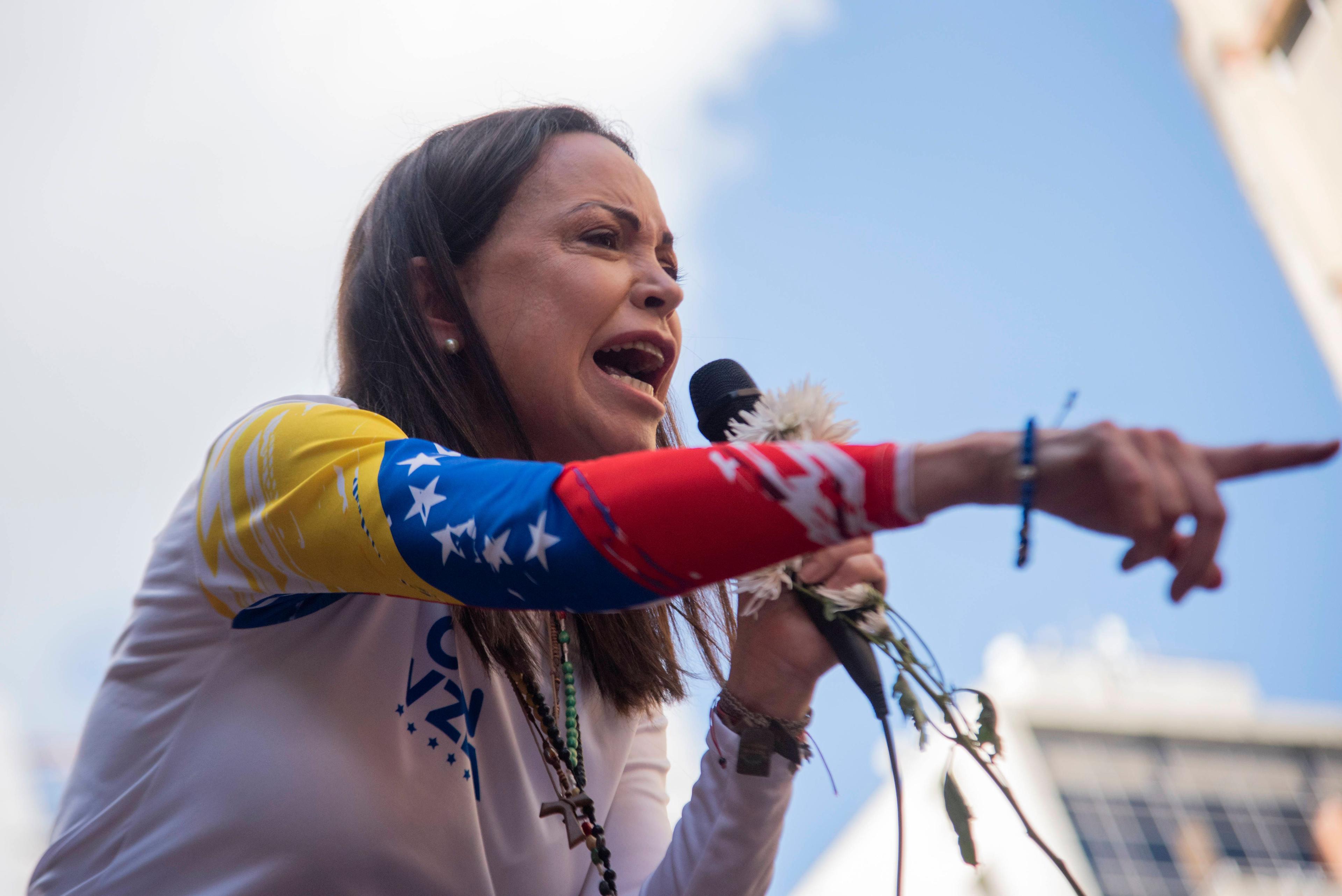 María Corina Machado auf einer Demonstration im Januar 2025 in Caracas.