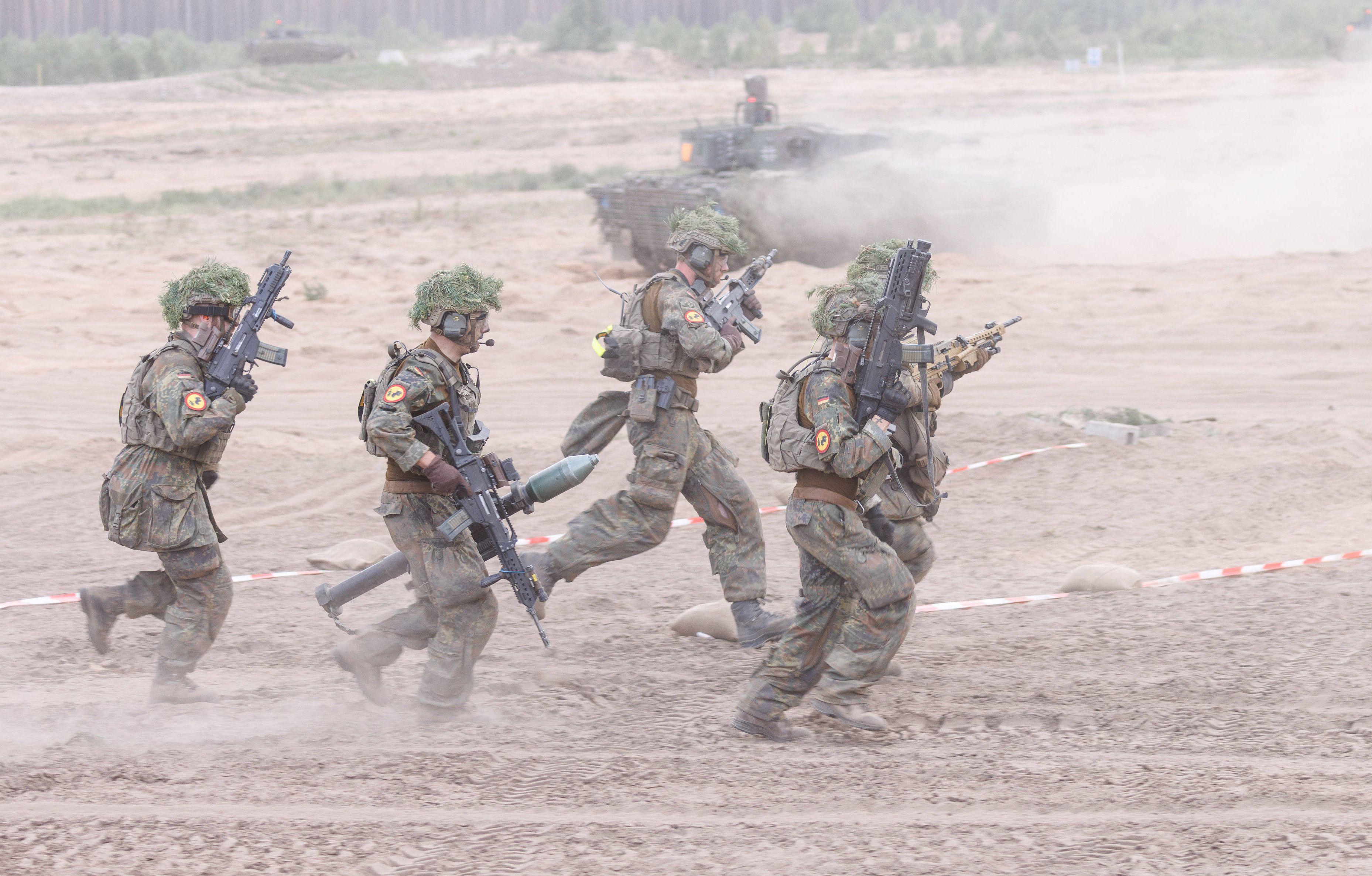 Deutsche Soldaten bei einer Militärübung in Litauen, Aufnahme vom 29. Mai 2024.