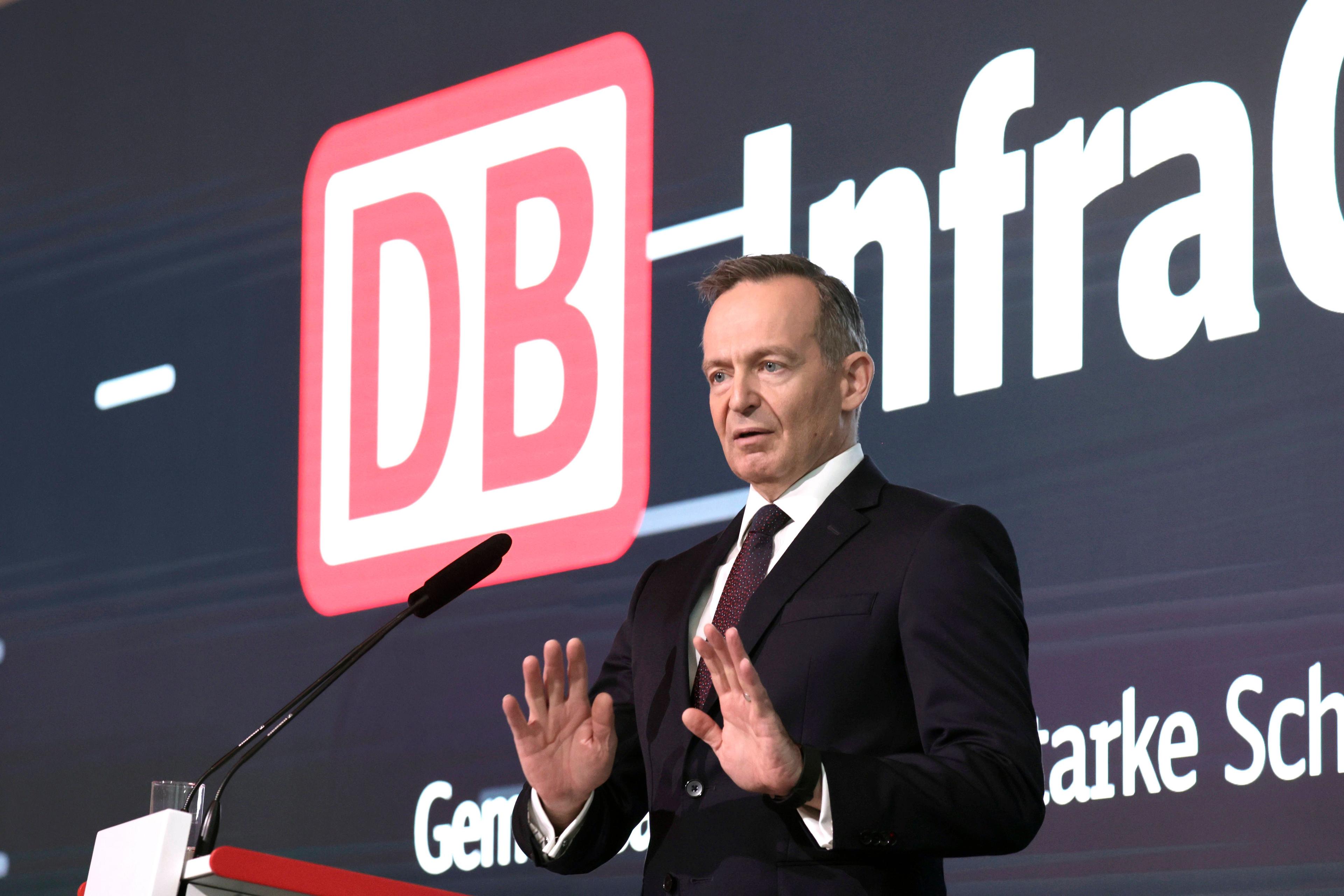 FDP-Verkehrsminister Volker Wissing auf einer Veranstaltung der DB InfraGO AG.