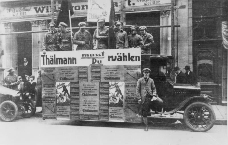 Wahlagitation der KPD in Essen zur Reichspräsidentenwahl im März 1925.