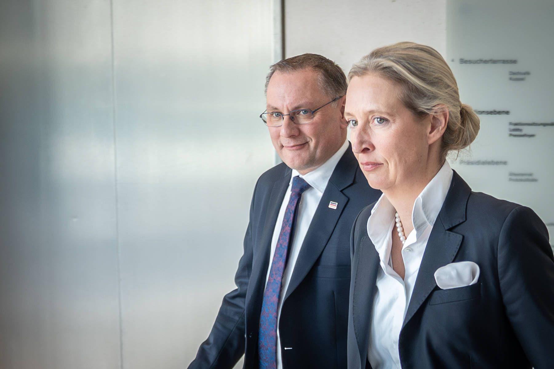 Tino Chrupalla und Alice Weidel im Deutschen Bundestag.