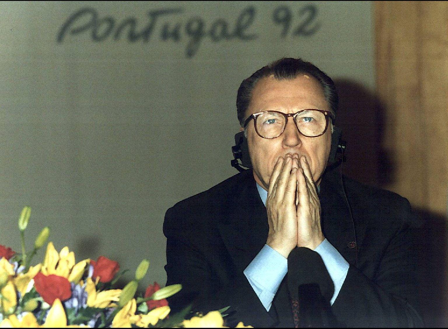 Jacques Delors in Lissabon, 27. Juni 1992