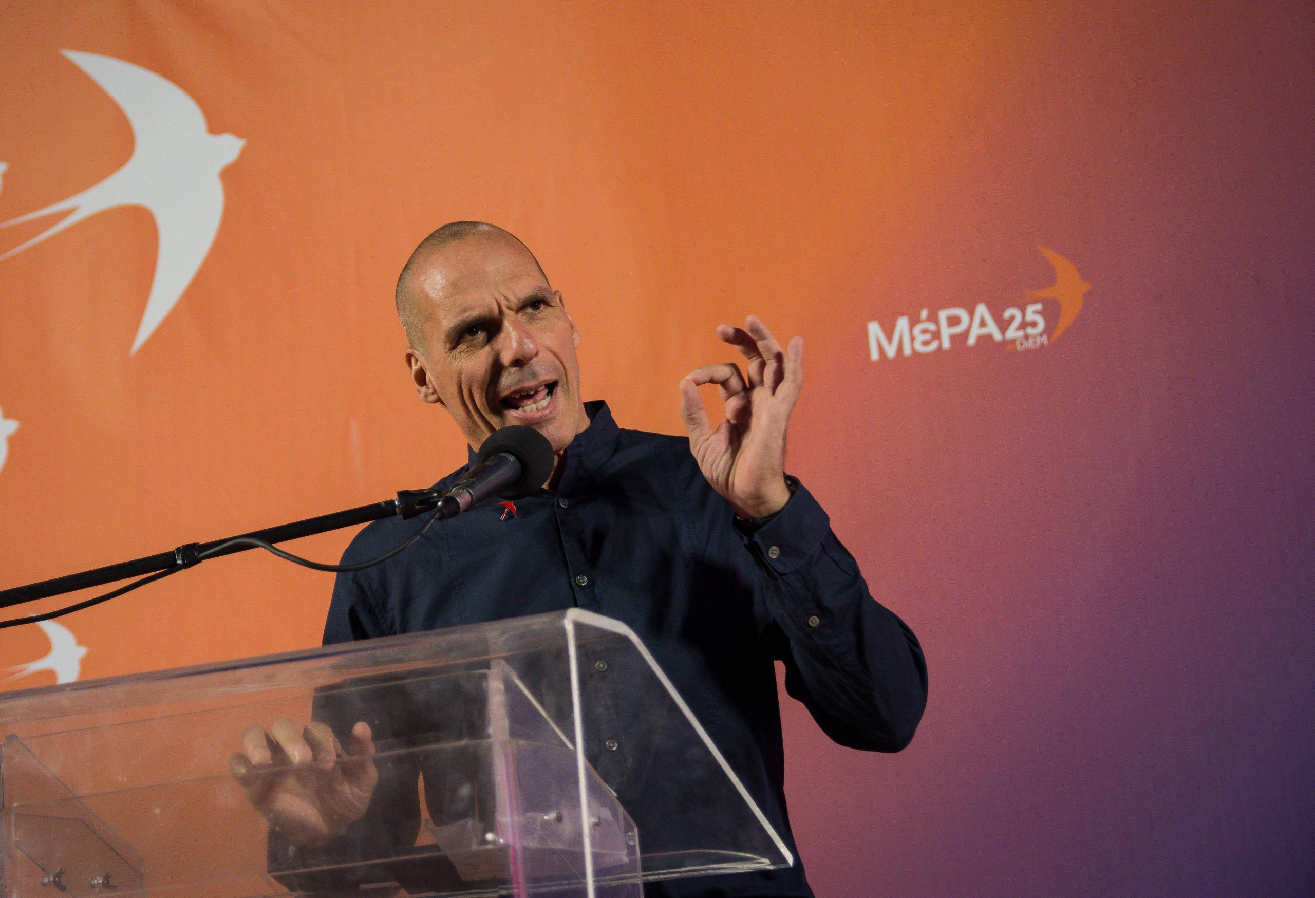 Yanis Varoufakis, bei einer Parteiveranstaltung von MERA25 in Chania, Griechenland, 30. Juni 2019.