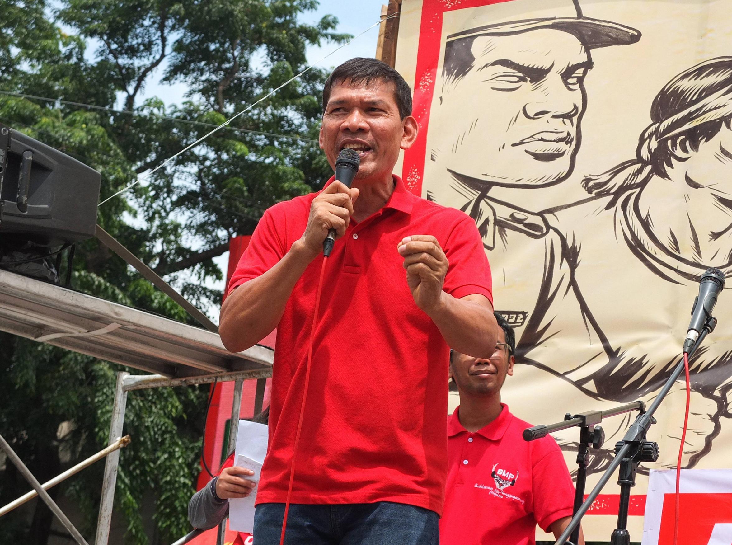 Präsidentschaftskandidat  und Gewerkschafter Leody de Guzman bei einer Kundgebung, Manila, 26. August 2019.