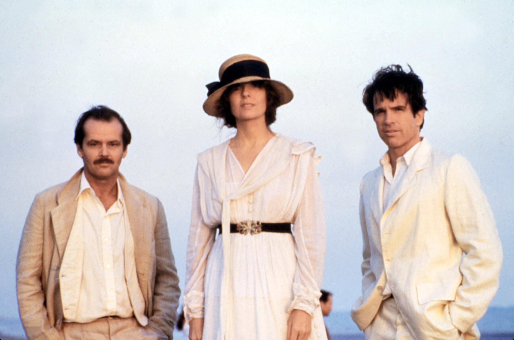 Jack Nicholson als Eugene O'Neill, Diane Keaton als Louise Bryant und Warren Beatty als John Reed in einer Szene aus »Reds«, 1981.
