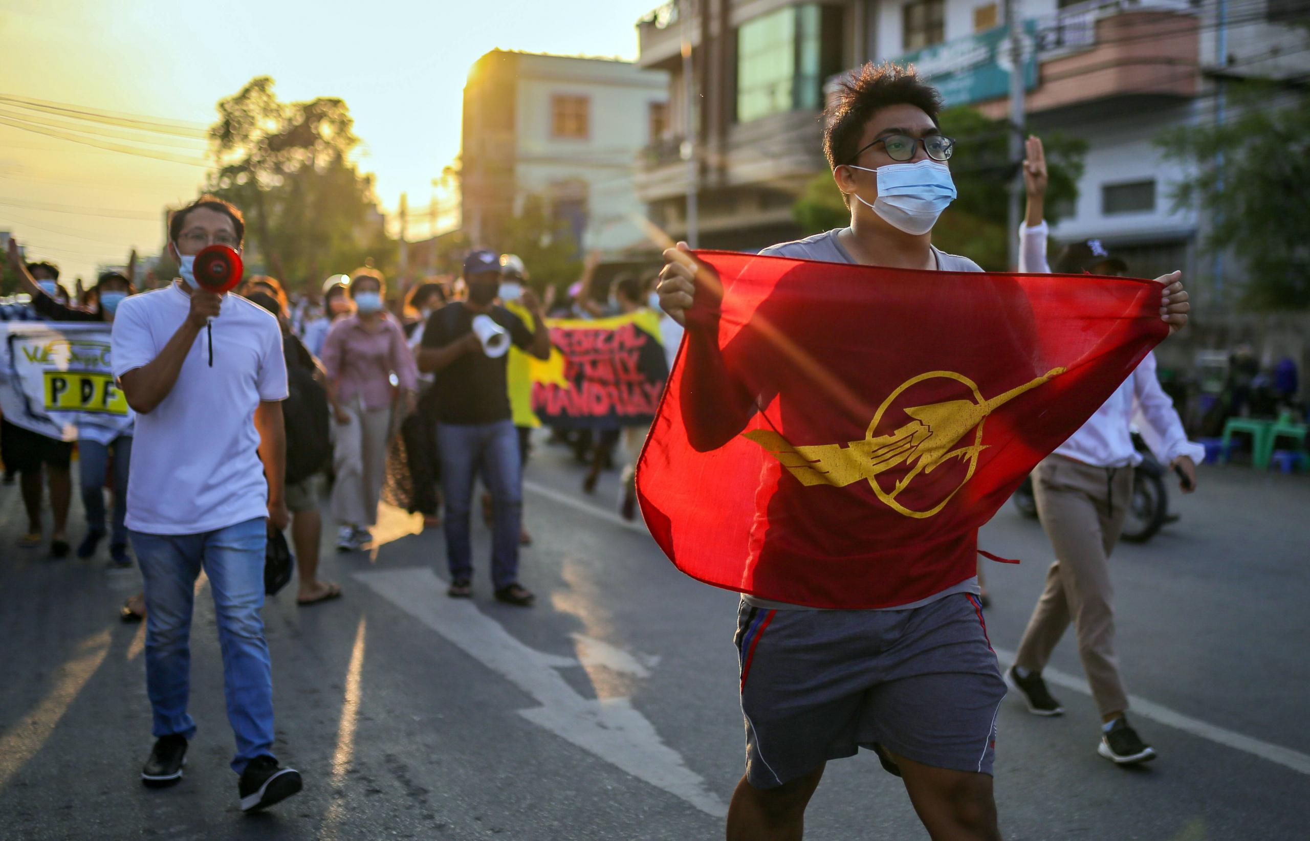 Pflegekräfte in Mandalay beim Protest gegen die Putschregierung, 9. Mai 2021.