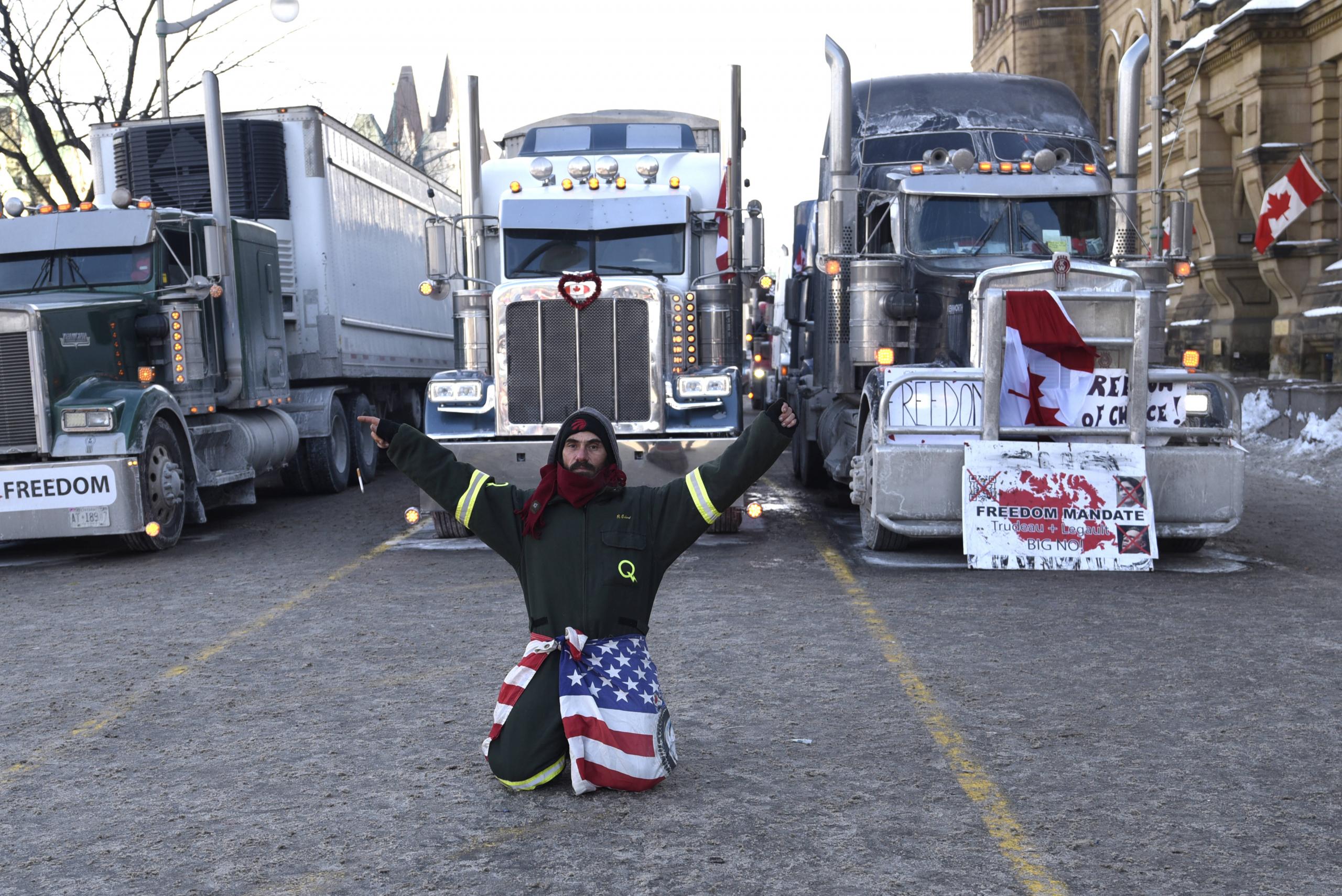 Trucker-Protest auf dem Parliament Hill, Ottawa, 1. Februar 2022.