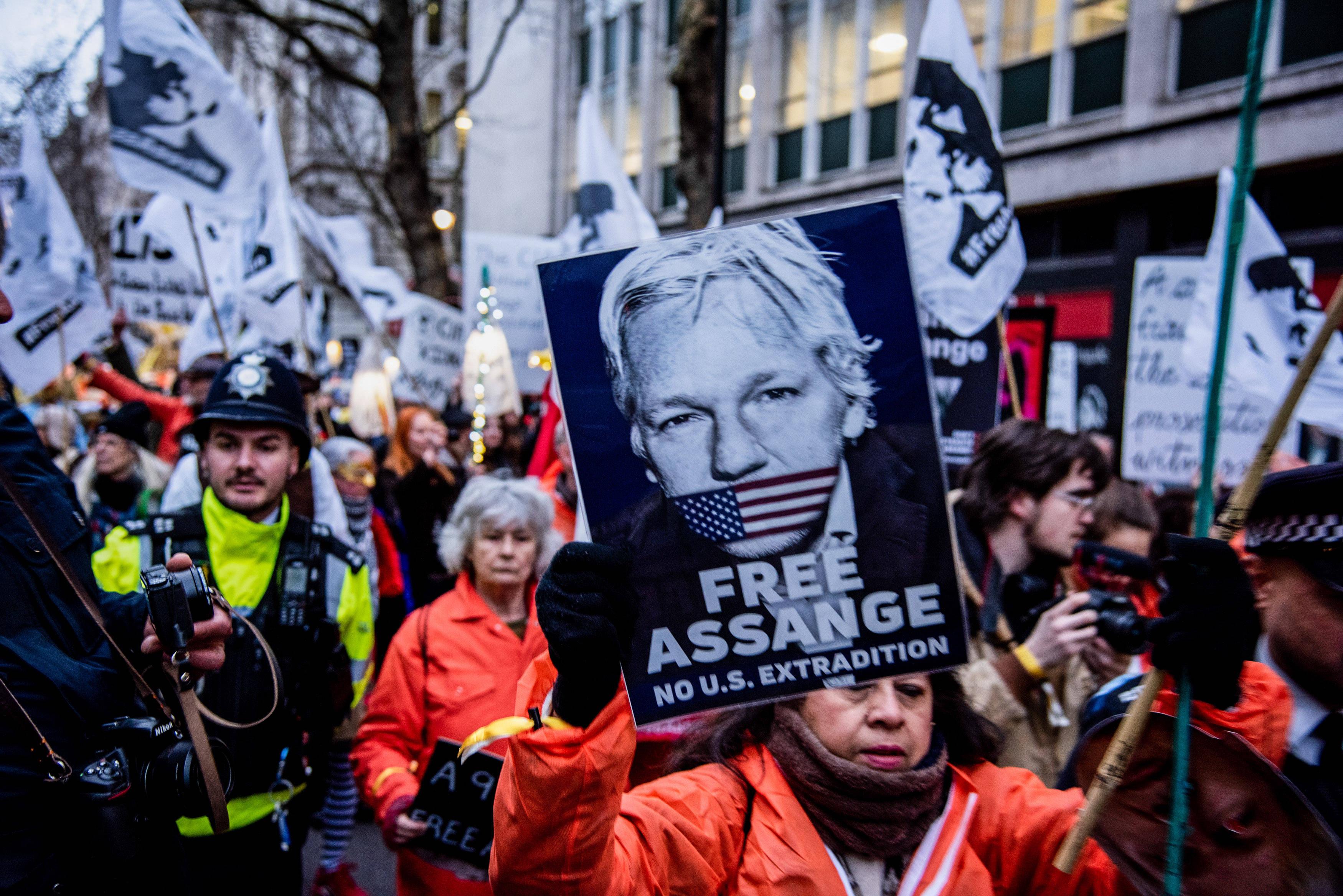 Eine Demonstration für die Freilassung von Assange in London im Februar.