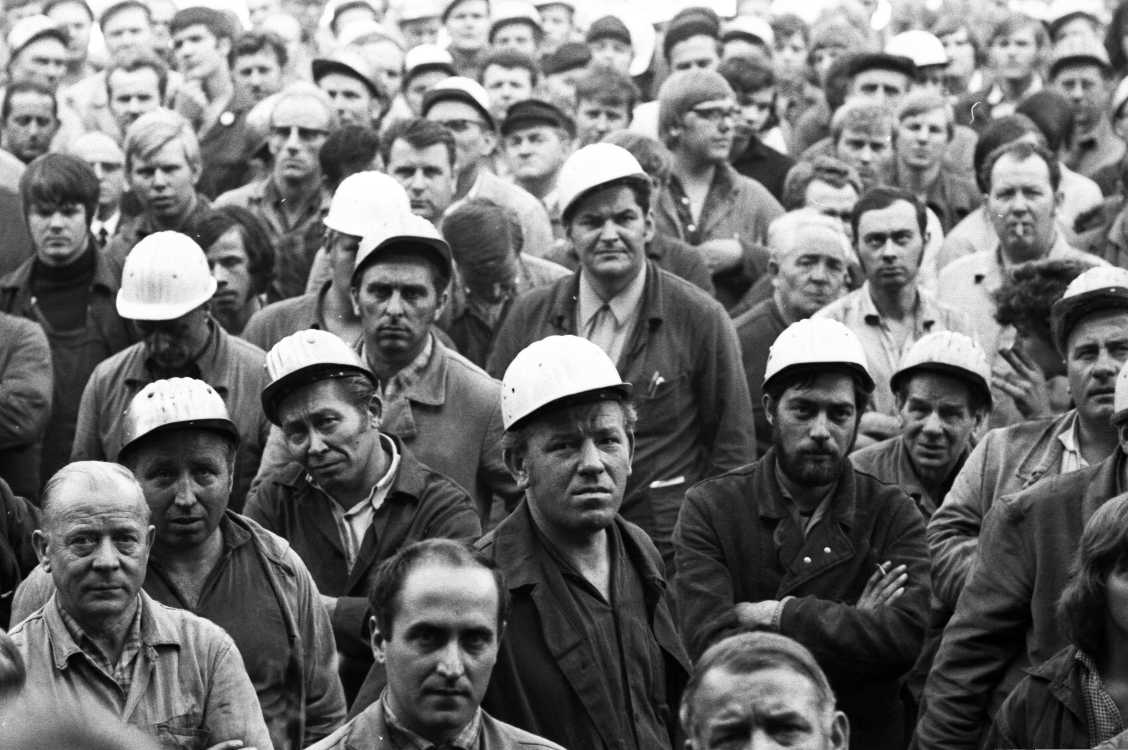 Beschäftigte bei den Septemberstreiks in Bochum, 1969.