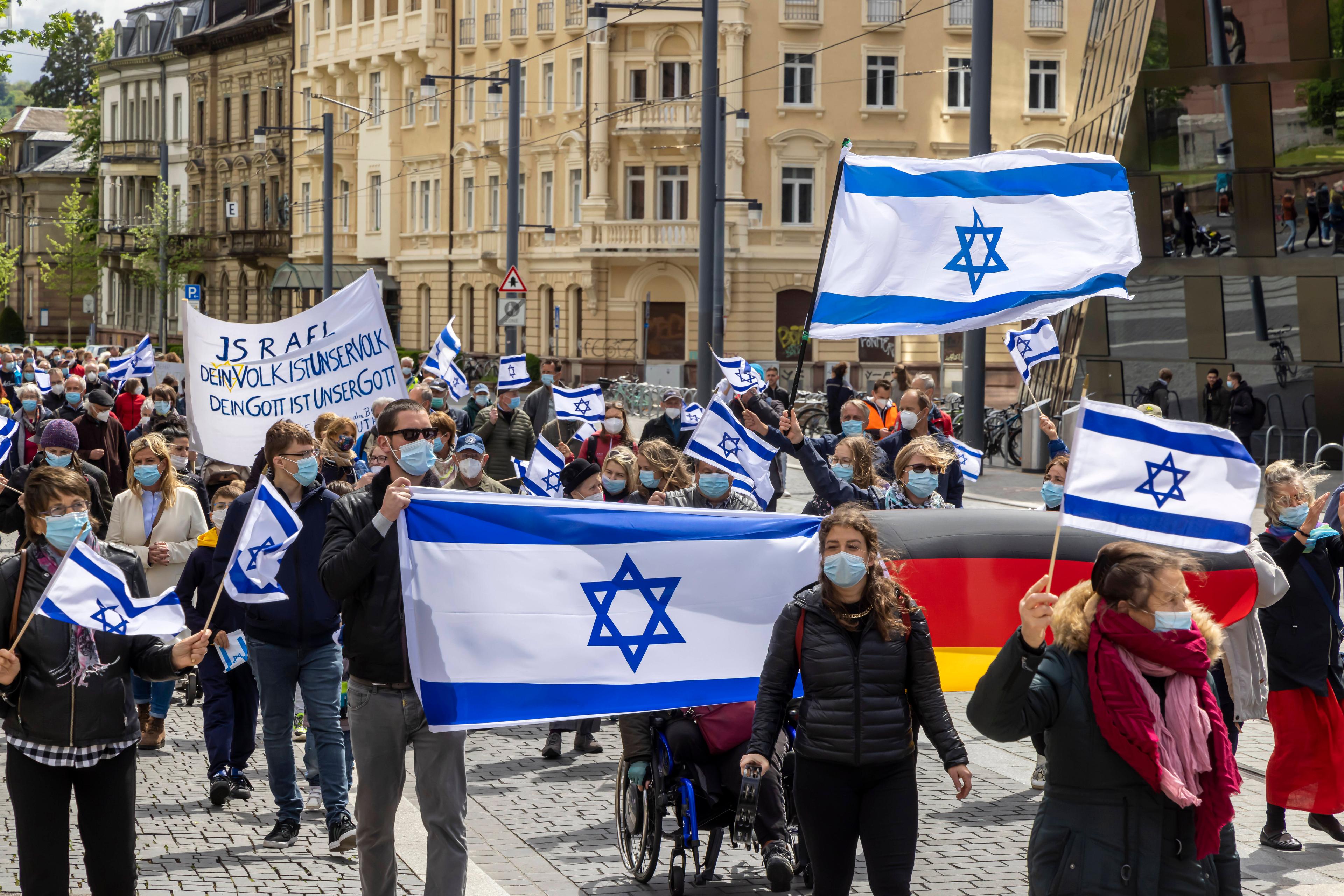 Demonstration anlässlich der israelischen Staatsgründung, 14. Mai 2021, Freiburg.