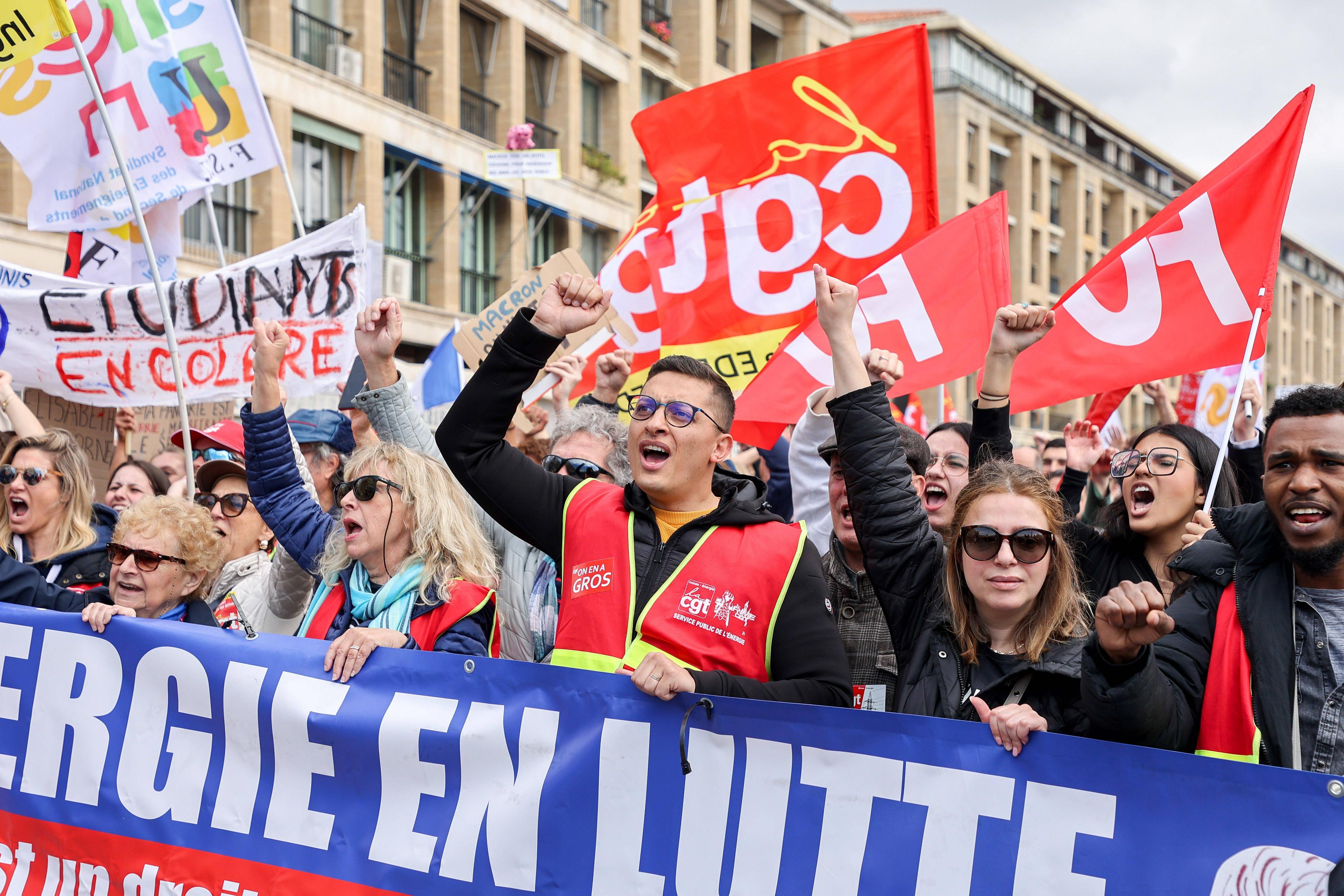 Demonstration des Gewerkschaftsbundes CGT in Marseille, 23. März 2023.
